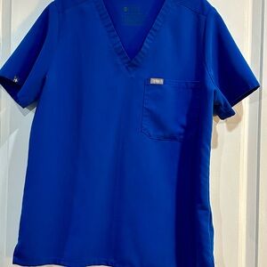 Figs Royal Blue V-Neck Short Sleeve Tee